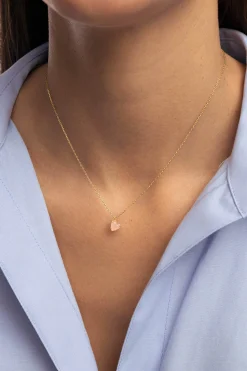 Collar Adorable Heart Pink Baño Oro