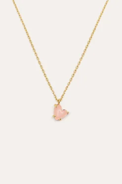 Collar Adorable Heart Pink Ba&ntilde;o Oro