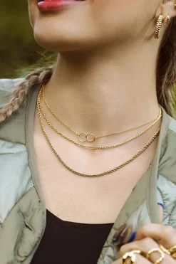 Collar Circles Twist Ba&ntilde;o Oro