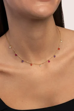 Collar Color Bits Acero Baño Oro