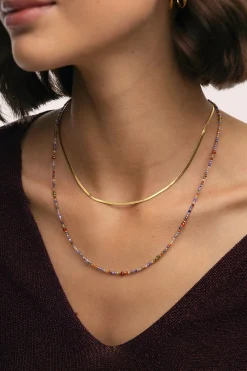 Collar Doble Crystals Lisse Acero Baño Oro