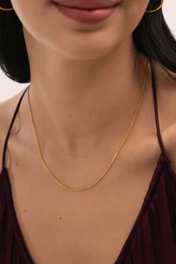 Collar Fine Tape Acero Baño Oro