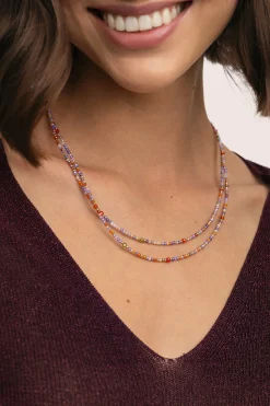 Collar Long Full Crystal Summer Acero Ba&ntilde;o Oro