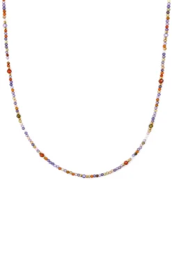 Collar Long Full Crystal Summer Acero Ba&ntilde;o Oro