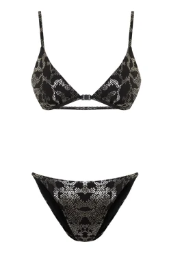 Conjunto bikini animal print metalizado