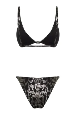 Conjunto bikini animal print metalizado