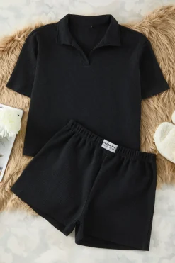 Conjunto de pijama corto polo canal&eacute;