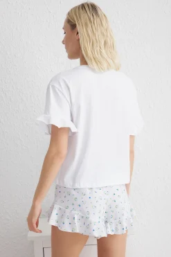 Conjunto de pijama corto volantes floral