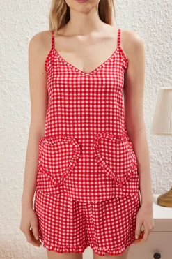 Conjunto de pijama corto vichy corazones