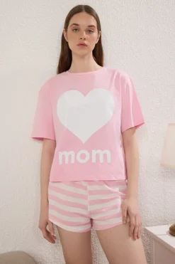 Conjunto de pijama corto rayas "Mom"