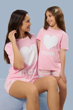 Conjunto de pijama corto rayas "Mom"