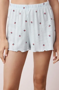 Conjunto de pijama corto floral lazos