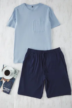 Conjunto de pijama corto liso