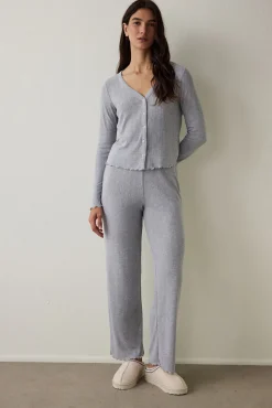 Conjunto de pijama de manga larga con cuello en V y efecto t&eacute;rmico Dahlia.