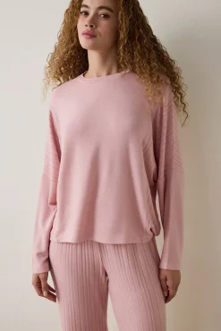 Conjunto de pijama de manga larga con cuello redondo