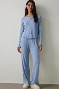 Conjunto de pijama de manga larga con cuello redondo Dahlia con efecto t&eacute;rmico