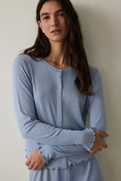 Conjunto de pijama de manga larga con cuello redondo Dahlia con efecto t&eacute;rmico