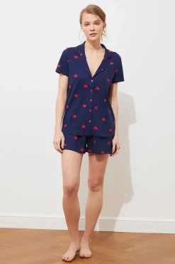 Conjunto pijama camisero corto corazones