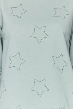 Conjunto pijama con estrellas menta100% algod&oacute;n