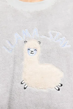 Conjunto pijama polar cuadros gris