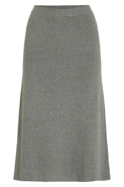 Falda de punto canalé midi