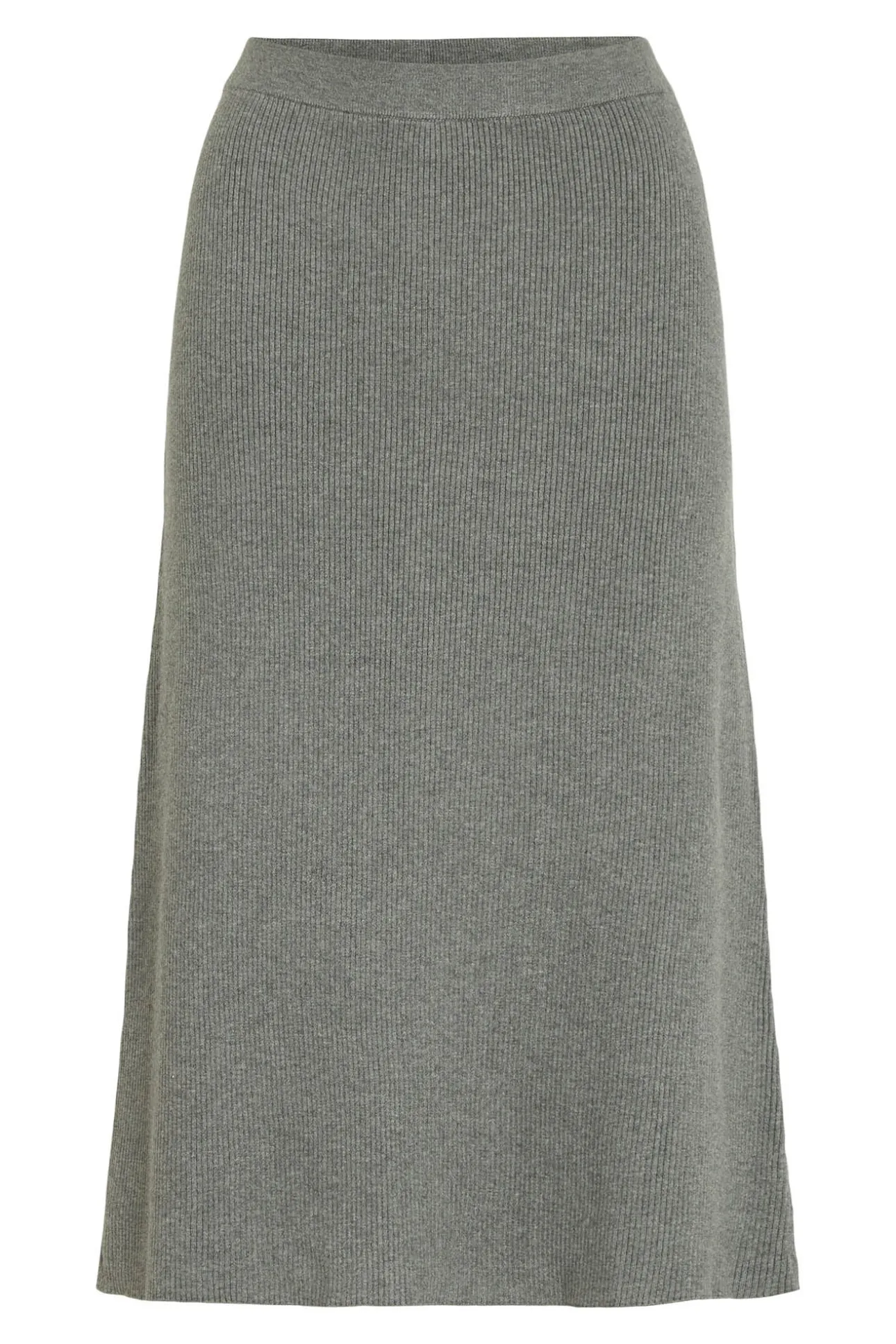 Falda de punto canalé midi