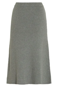 Falda de punto canalé midi