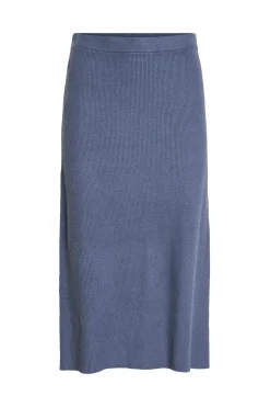 Falda de punto canalé midi