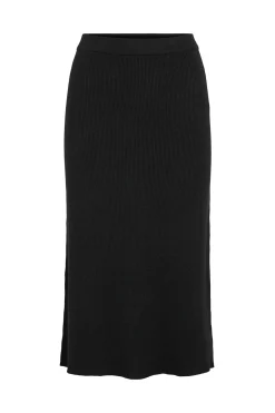 Falda de punto canalé midi