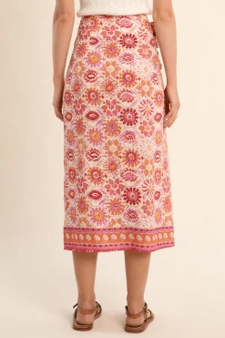 Falda larga con estampado y lazada