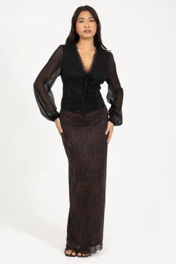 Falda maxi con malla