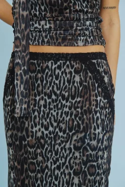 Falda midi animal cinturilla