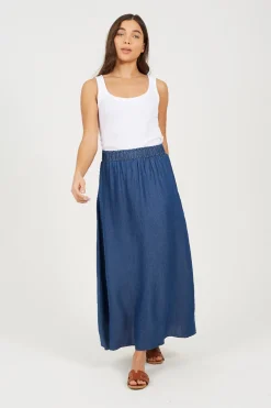 Falda midi con cintura el&aacute;stica