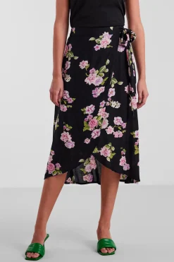 Falda midi cruzada con lazada