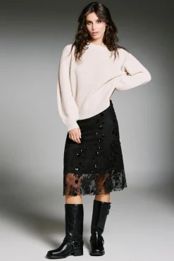 Falda midi de lentejuelas