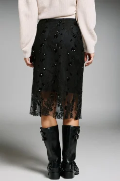 Falda midi de lentejuelas