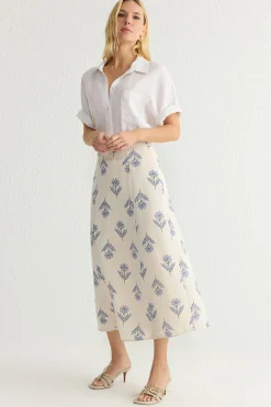 Falda midi estampada