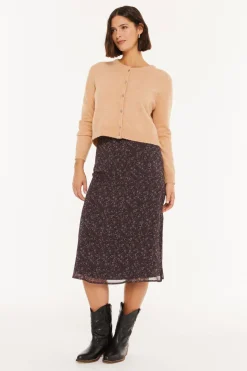 Falda midi estampado floral peque&ntilde;o