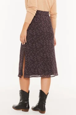 Falda midi estampado floral peque&ntilde;o