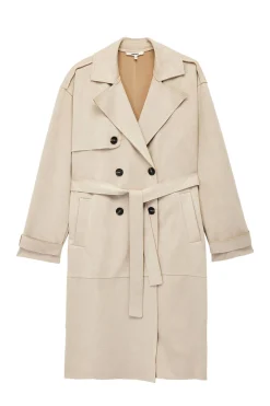 Gabardina con botones y cintur&oacute;n con detalle de bolsillo