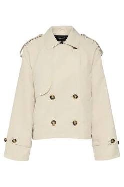 Gabardina corta cuello de solapa