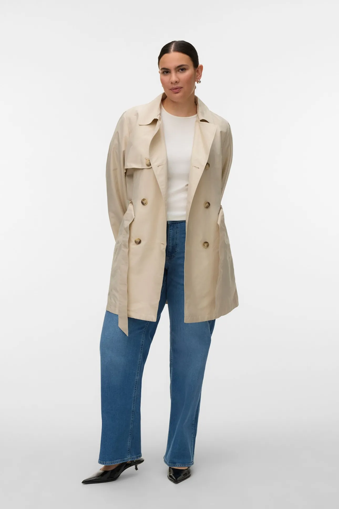 Gabardina corta talla grande