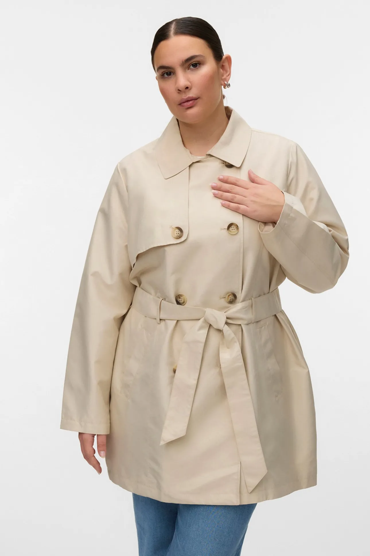 Gabardina corta talla grande