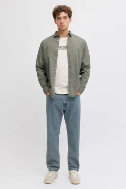 Jeans relaxed tiro medio vaquero