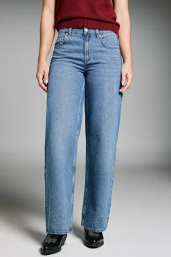 Jeans Wide Leg strass