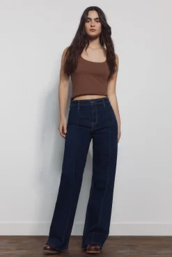Jeans wide leg tiro alto