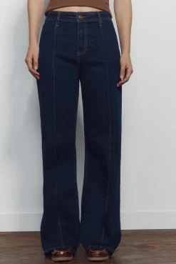 Jeans wide leg tiro alto