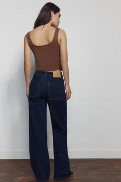 Jeans wide leg tiro alto