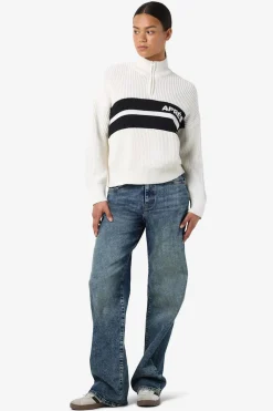 Jersey cuello alto cremallera bordado