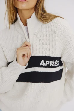 Jersey cuello alto cremallera bordado